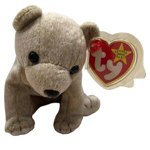 TY Beanie Baby Almond the Beige Bear - Beige 1999 With Tag